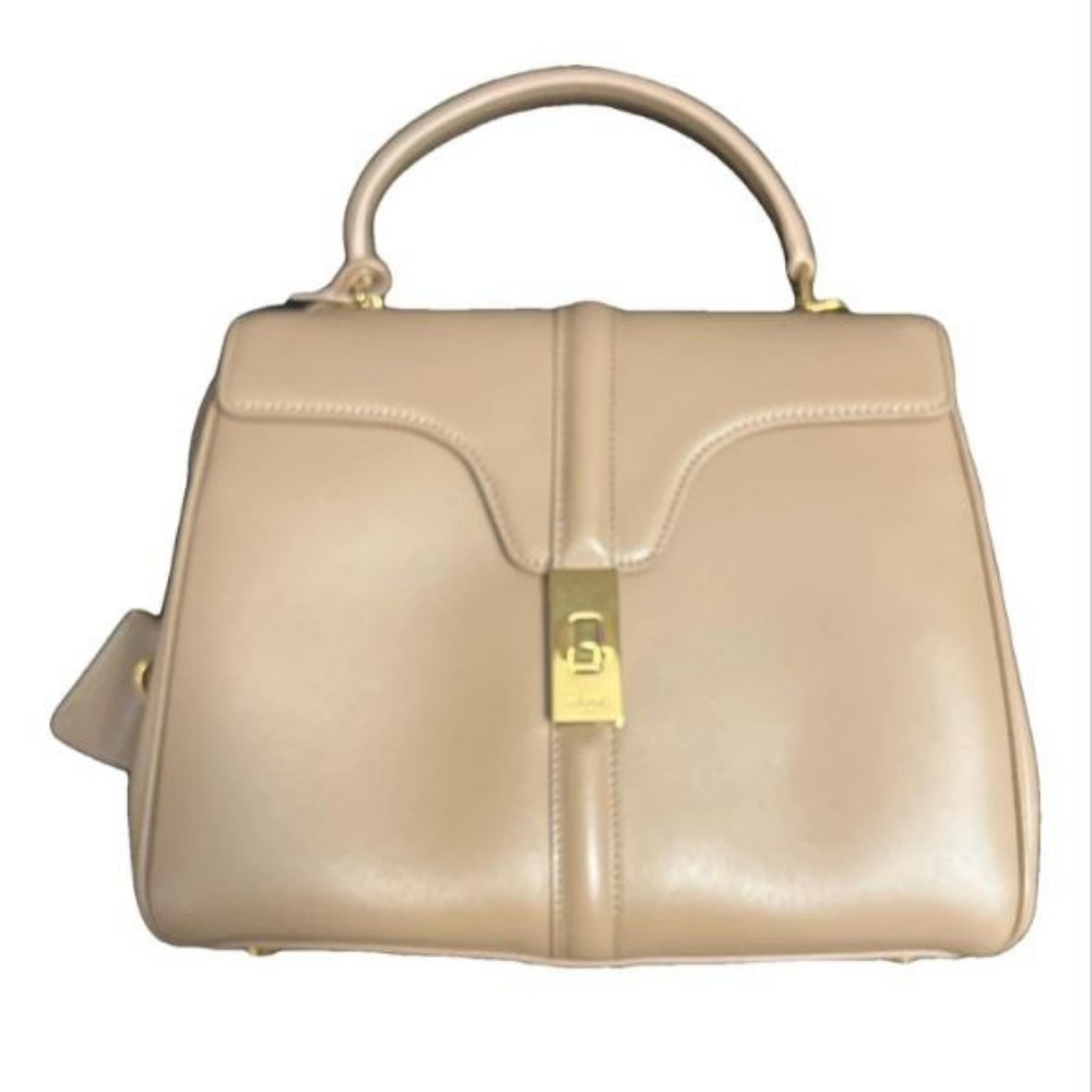 Celine Tan Satchel with Gold Accents